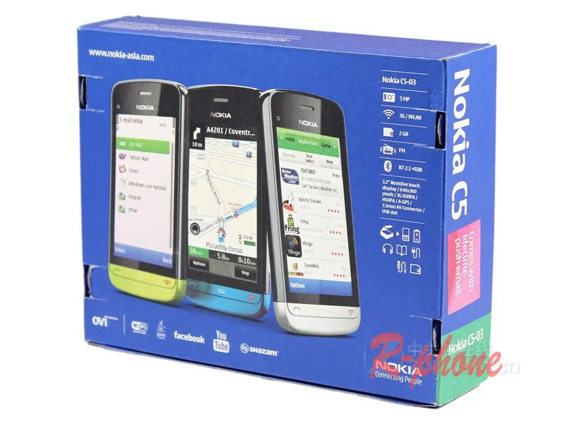 Мобильный телефон Nokia C5-03 3g Wifi gps 5MP разблокированный C5-03 смартфон