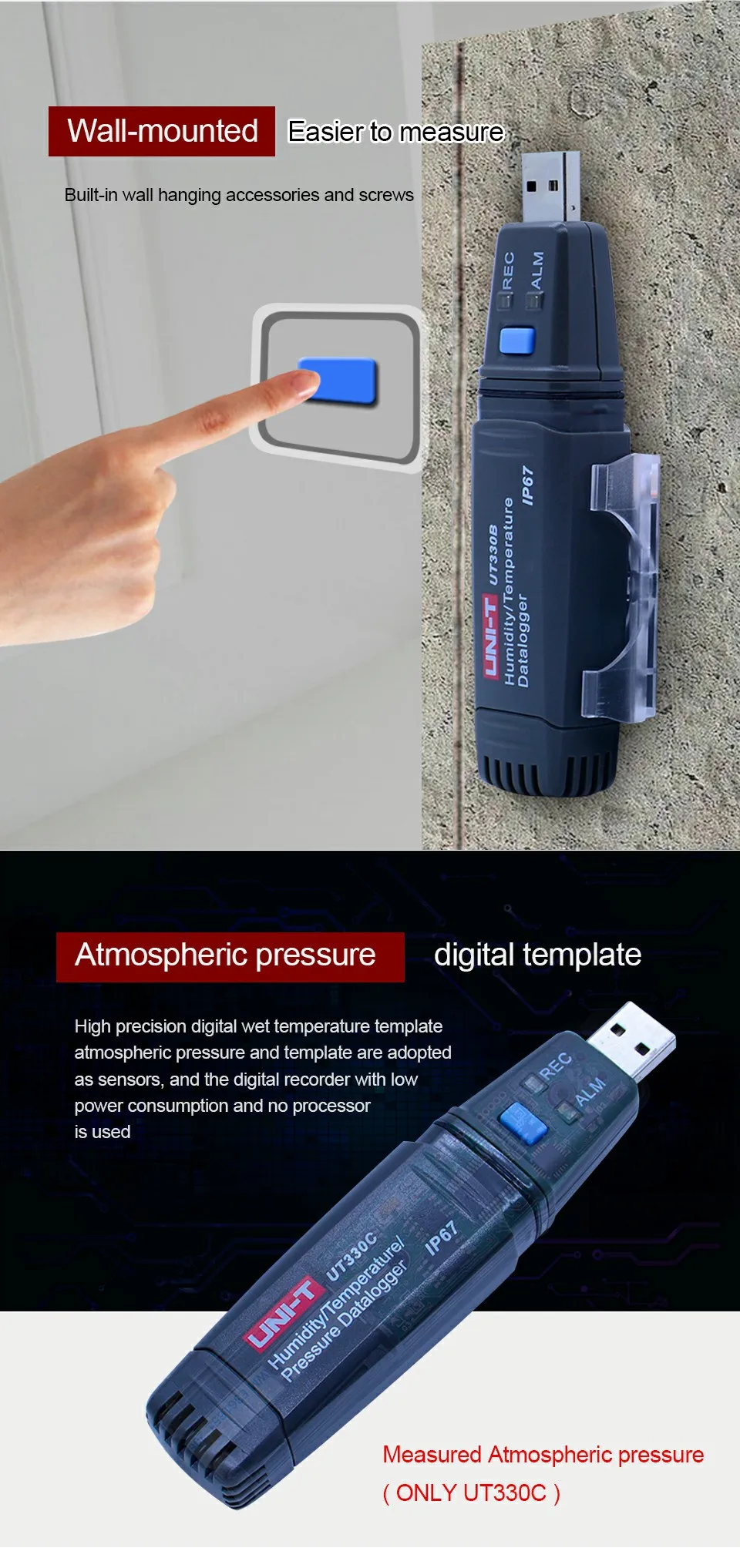UNI-T UT330A/B/C цифровой регистратор данных Температура Влажность usb 60000 Регистратор температуры регистратор-40~ 80C(-40~ 176F