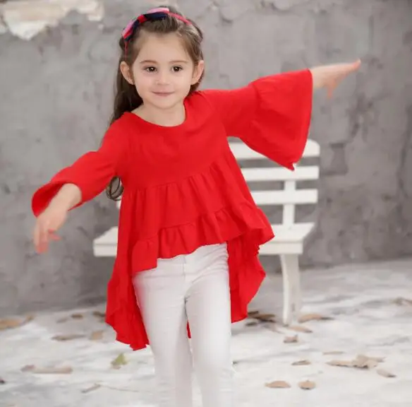 Red Black White New Fashion Spring Summer Girls Shirt Dress Children Little Fairy Princess Formal Europe Style Cute Kids | Детская