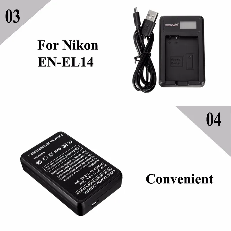 Камера литий-ионный Батарея Зарядное устройство для Nikon EN-EL14 D3100 D3200 P7000 P7100 P7700 P7800 D5100 D5200 с светодио дный дисплей