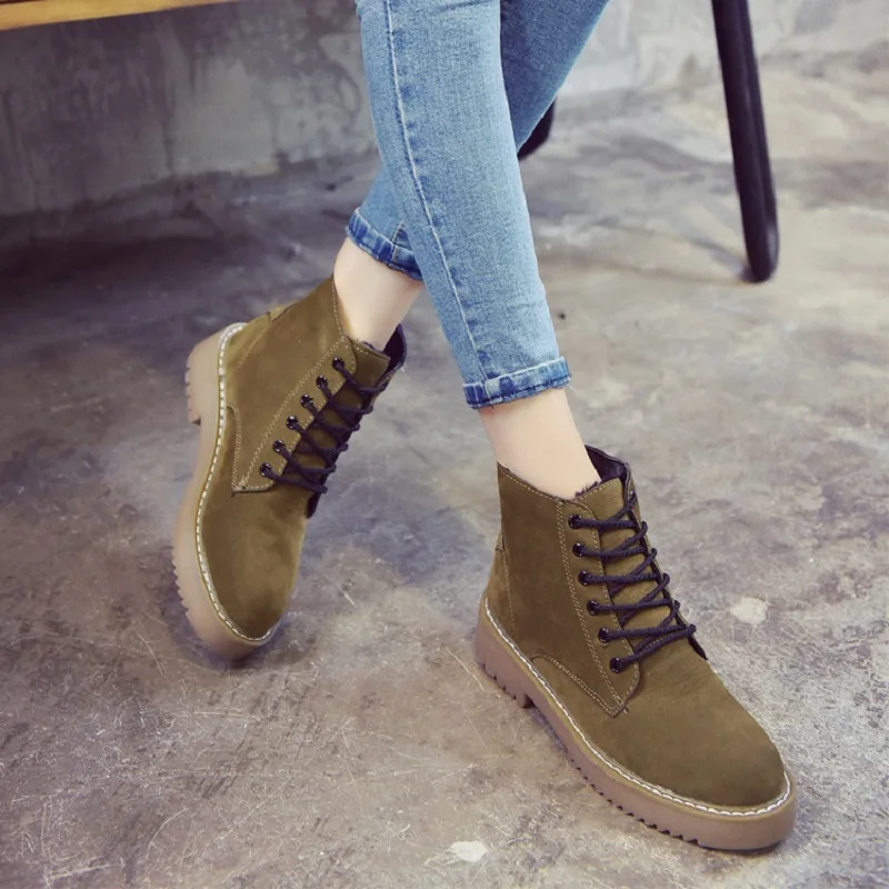 Для женщин обувь зимние короткие сапоги из флока на платформе zapatos mujer