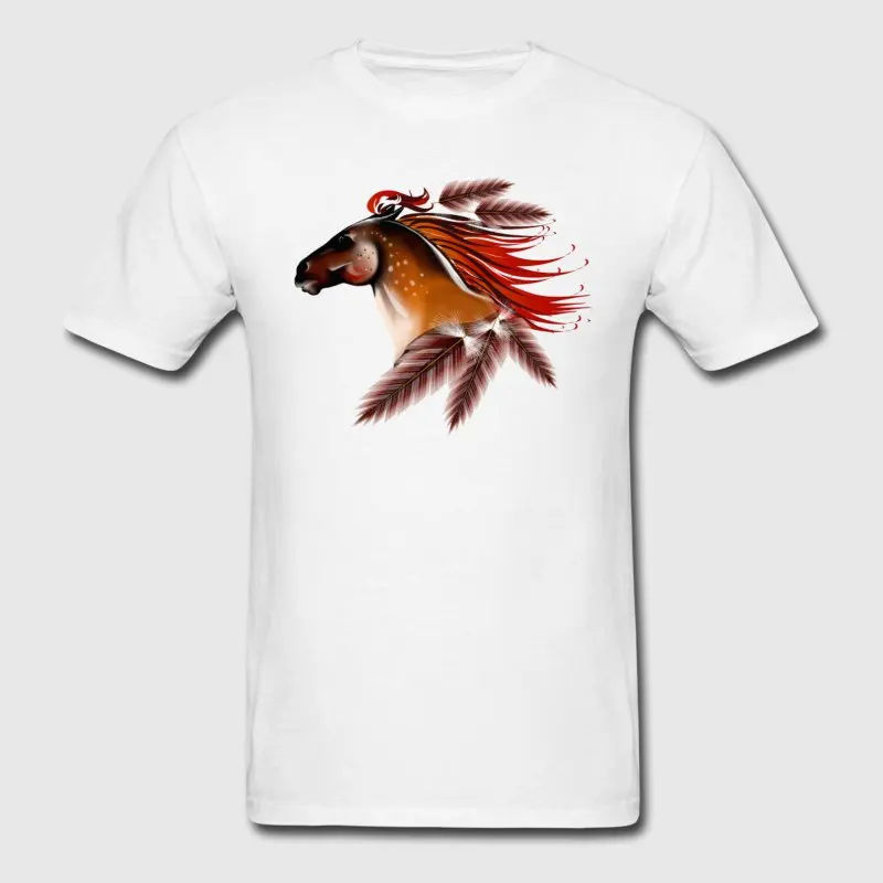 New Style Tshirt Men S-3xl Horse And Red Feathers T Shirt Short Sleeve Tee Tops Comfortable Cool | Мужская одежда