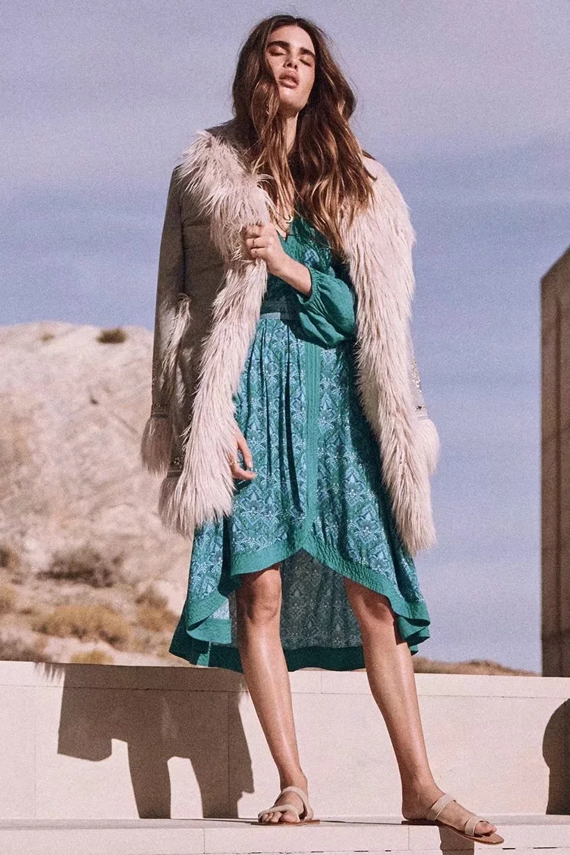 Женское коктейльное платье BOHOFREE средней длины с открытой кромкой и цветочным