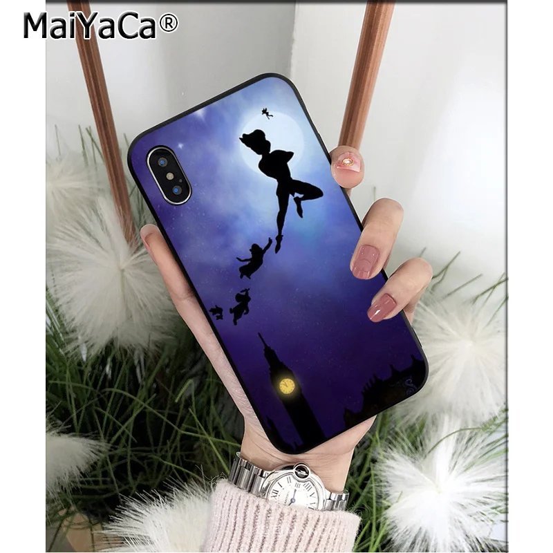 Мягкий силиконовый чехол для телефона MaiYaCa Peter Pan Wendy Tinkerbell из ТПУ черного цвета