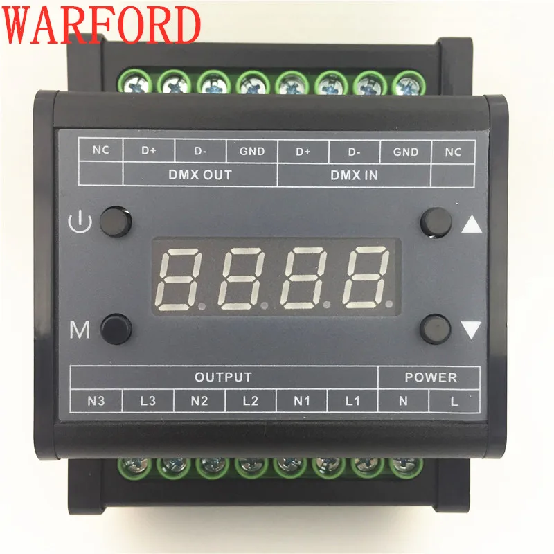 DMX302 led DMX triac регулятор яркости контроллер AC90V 240V выход 3 канала 1A/CH высоковольтный