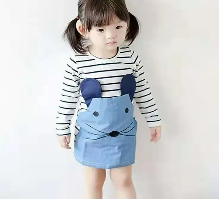 Cute Lovely Summer Children Princess Carton Mouse rat A-line Striped Baby Kids Girls Dress 2 3 4 5 6 Year Old Tutu Girl Dresses | Детская