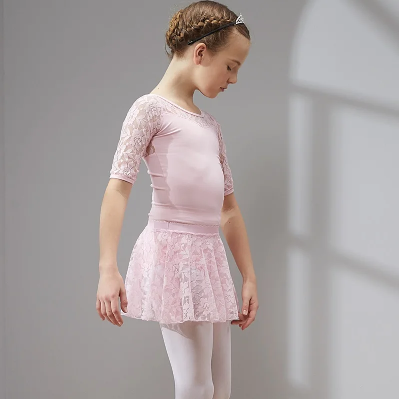 Sakura Pink Балет Хлопок и спандекс балетное платье пачка балетки для девочек Дети Высокое качество тюль с короткими рукавами для танцев гимнастическое трико - Цвет: Sakura Pink