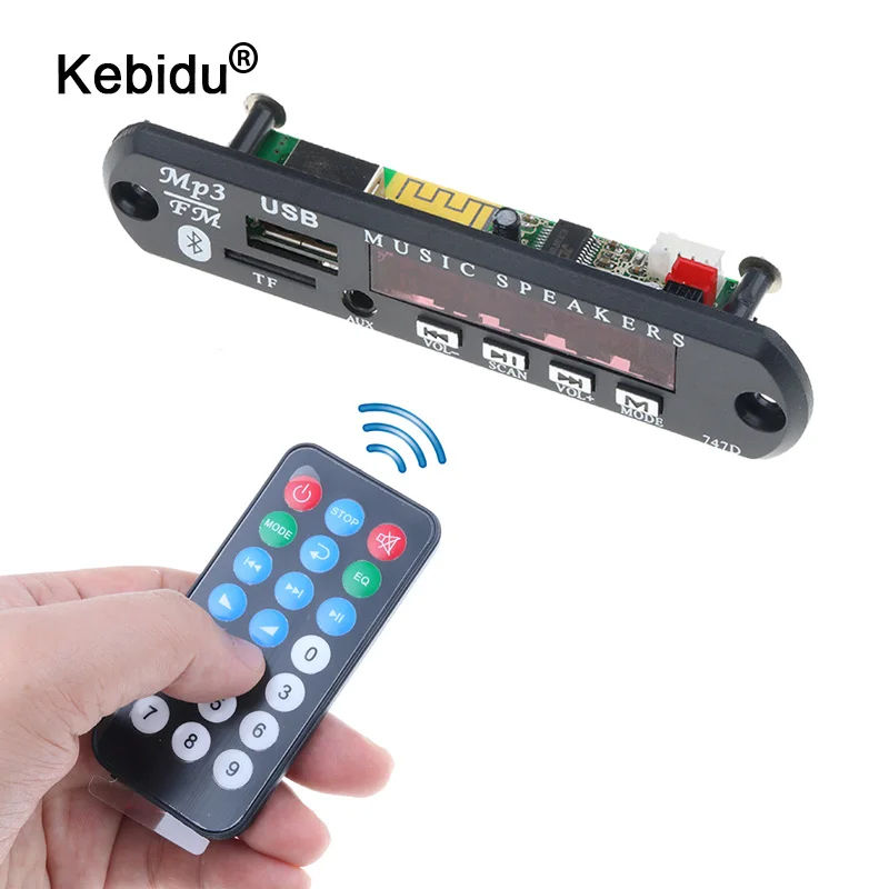 Kebidu Беспроводной Bluetooth 12V 24V MP3 wma-декодер панель аудио-модуль USB TF FM радио AUX для
