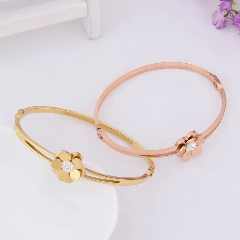 Бейлин Новинка 2017 года Нержавеющая сталь изделия Хрустальный цветок Браслеты