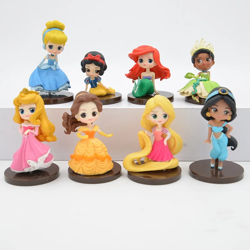 Мини фигурки героев мультфильмов Disney ПВХ 8 шт. 6 см Белоснежка Русалка Ариэль