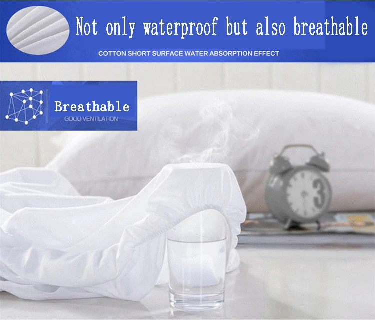 White Waterproof Mattress Cover Elastic Band Protective Mica Ice Silk Cool Mattress Cover Anti-dus Ttwin Bed Mattress Cover