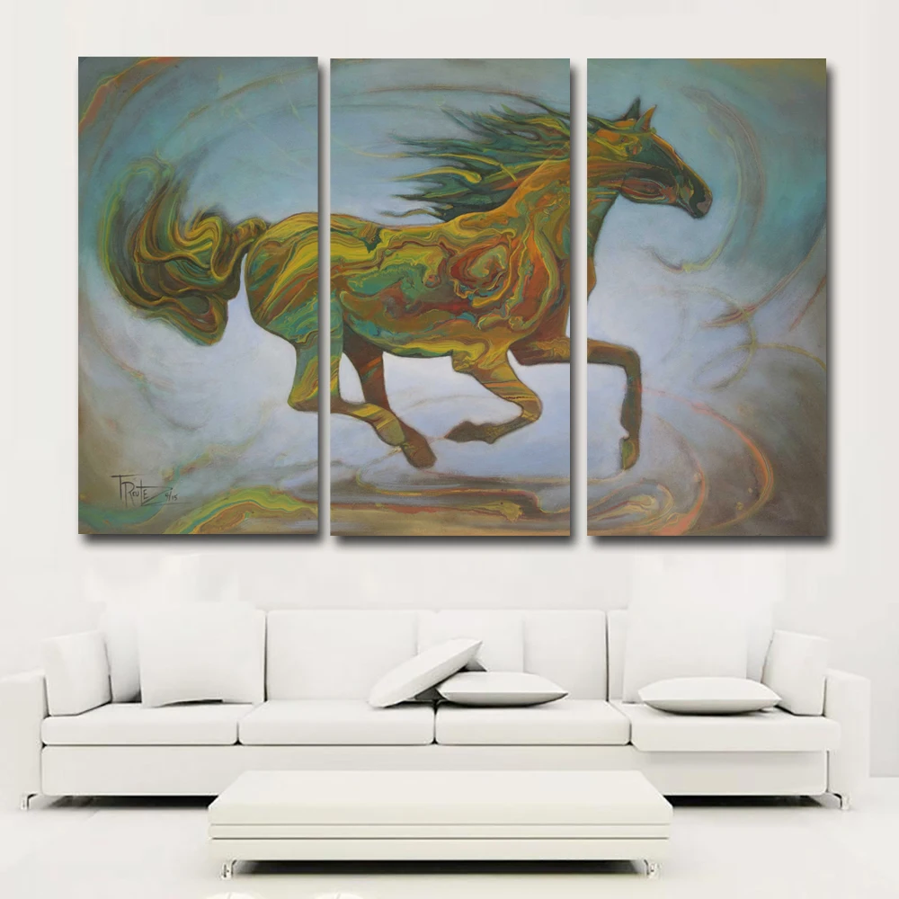 

3 Piece Animal Art Abstract Horse Animal Canvas Art Painting Print Poster Cuadro For Home Decoration Living Room Wall Art Prints