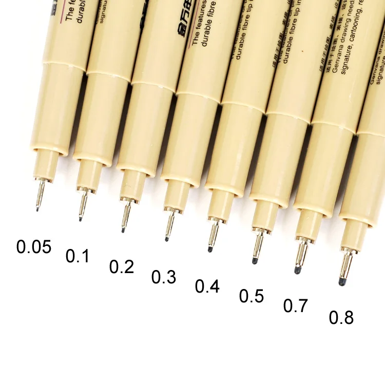 

1/3Pcs Pigment Liner Pigma Micron Ink Marker Pen 0.05 0.1 0.2 0.3 0.4 0.5 0.7 0.8 Different Tip Black Fineliner Sketching Pen