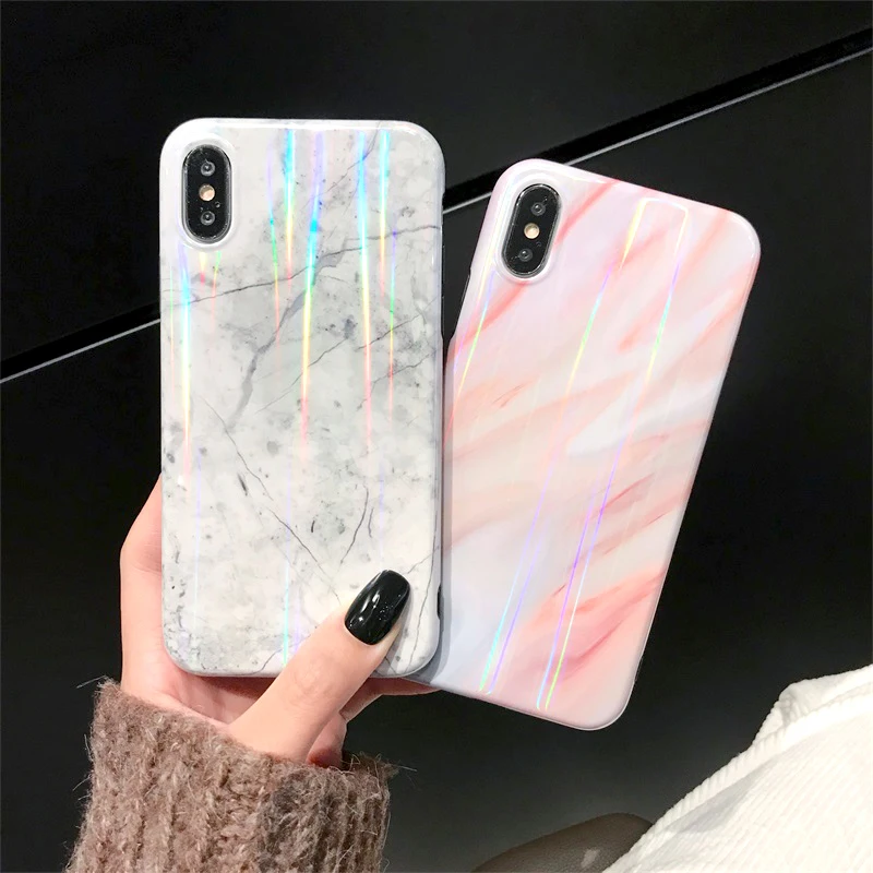 Мраморная голограмма чехол для iPhone X Xs 8 7 6 6s Plus plus телефона Роскошный дизайнерский
