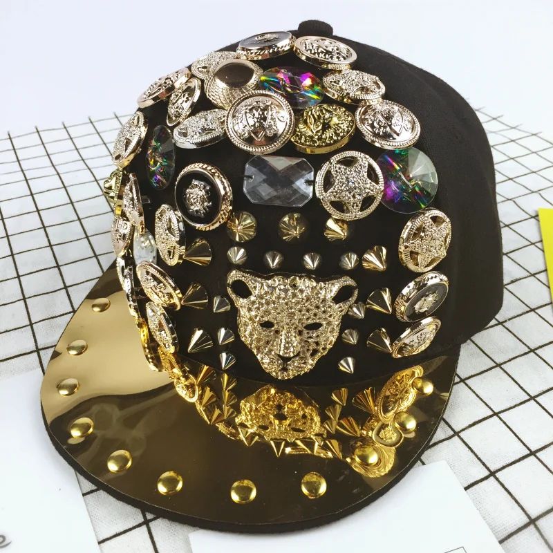 Новые шапки snapback новый дизайн золотые шипы заклепки в форме крыльев хип хоп