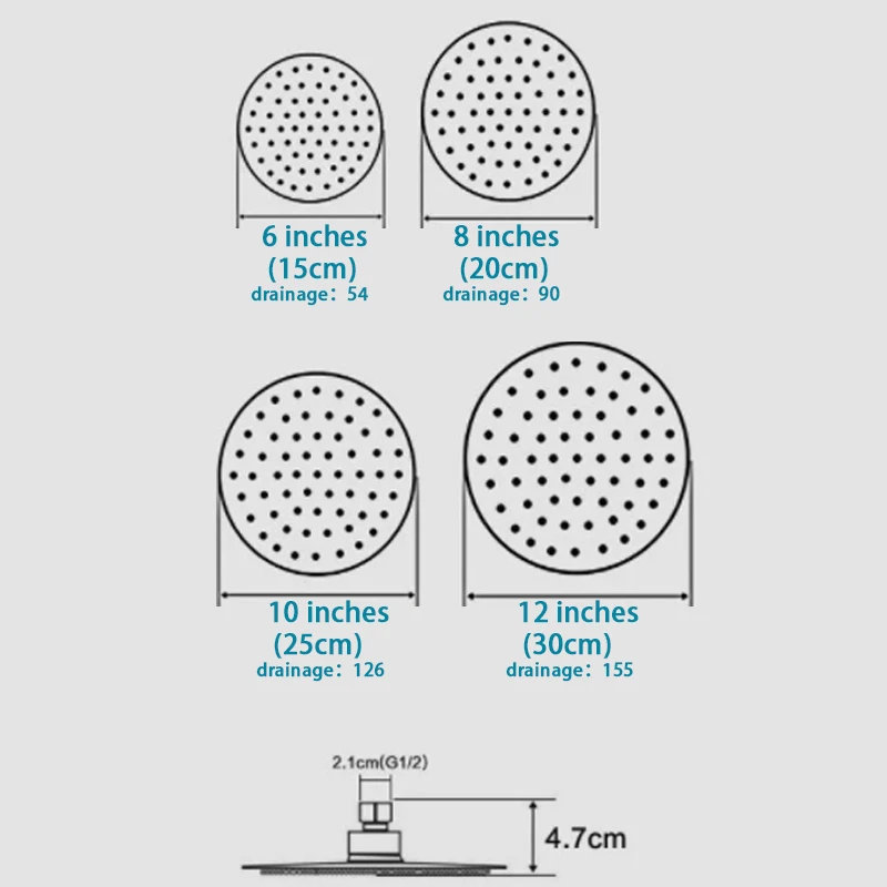 

Round Stainless Steel Showerhead Rainfall Shower Head Rain Shower Chrome high pressure Chuveiro Bath Faucet Ducha