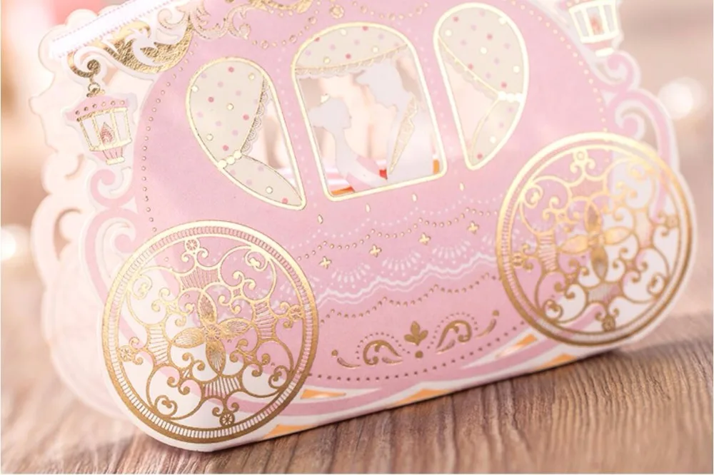 Коробка для конфет в розовой коляске свадебвечерние подарочные конфеты помолвки