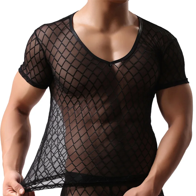 

Cool Men Underwear Suit Sexy Mens Undershirt Mesh tshirt Boxer Shorts Bodysuits Man Brand Clothing Dropshipping