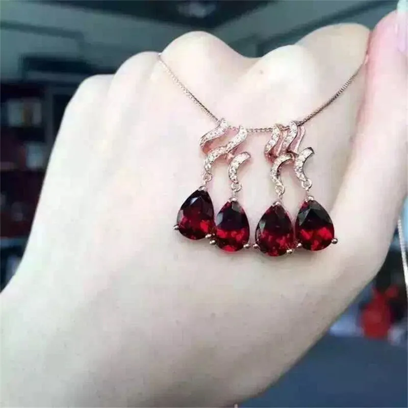 Модные подвески ожерелье подарки для женщин серебро 925 пробы красный корунд
