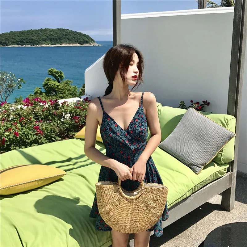 Lychee/сексуальное летнее Повседневное платье без рукавов с цветочным принтом для