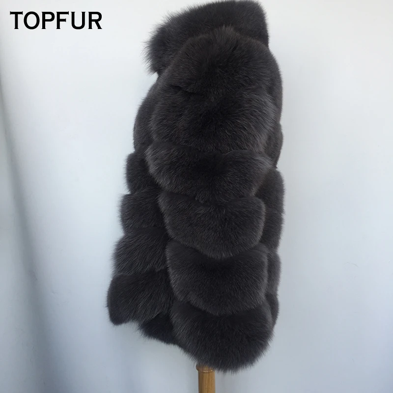 TOPFUR зимняя шуба с меховым воротником Соболь новинка 2018 из натурального Лисьего