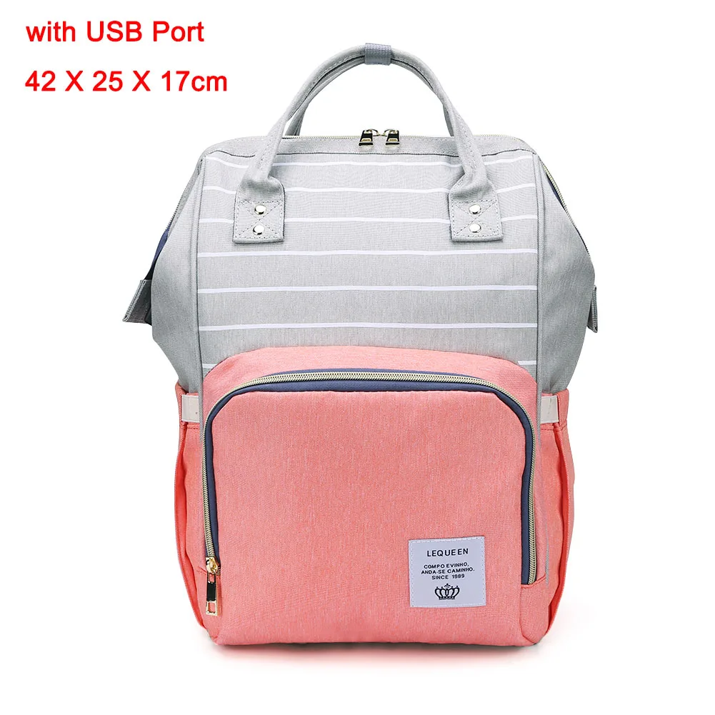 As picture LEQUEEN, модная USB сумка для подгузников для мам и мам, большой дорожный рюкзак для кормления, дизайнерская Детская сумка для коляски, рюкзак для детских подгузников - Цвет: As picture