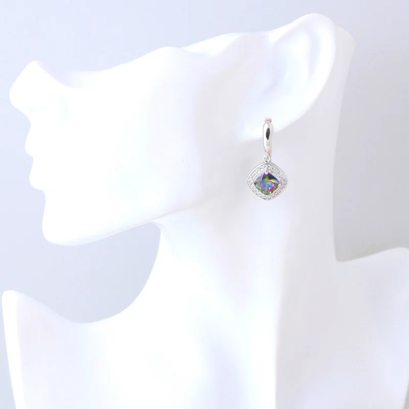 Женские серьги подвески с цирконом серебряного цвета|earrings lock|earrings fruitearring tray |