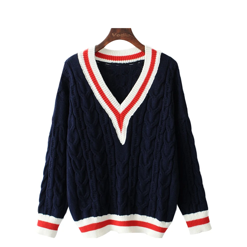 Женский пуловер с V-образным вырезом длинным рукавом | Женская одежда
