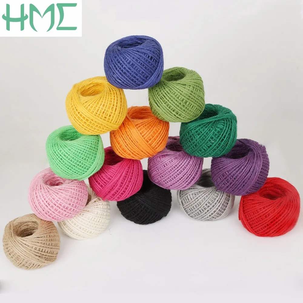 Разноцветные 1 рулон 50 м натуральный джутовый шпагат из мешковины веревка