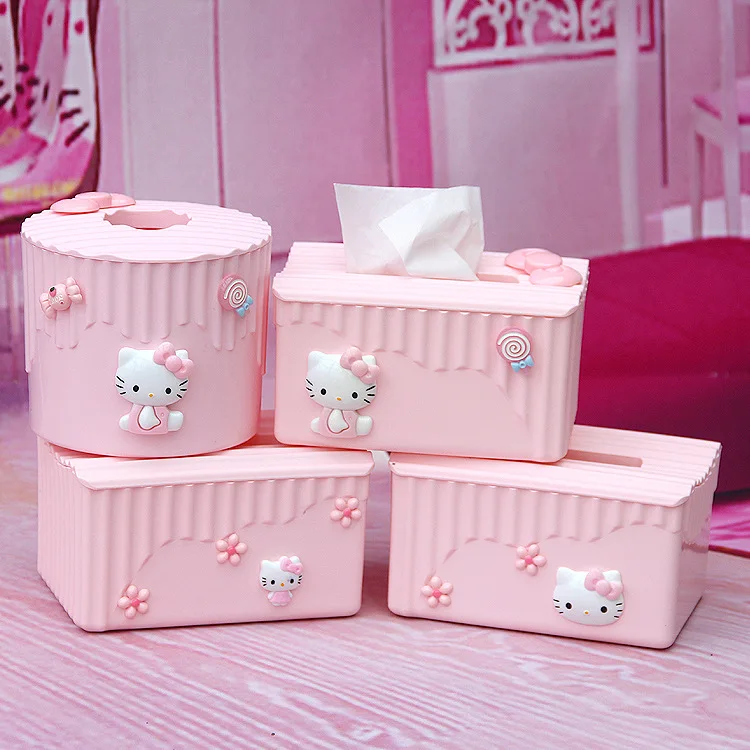 Hello kitty, мультяшная коробка для салфеток, настольная, офисная, кухонная, рулонная, держатель для бумаги, KT Cat, диспенсер для бумажных полотенец, чехол для туалетной бумаги, Органайзер