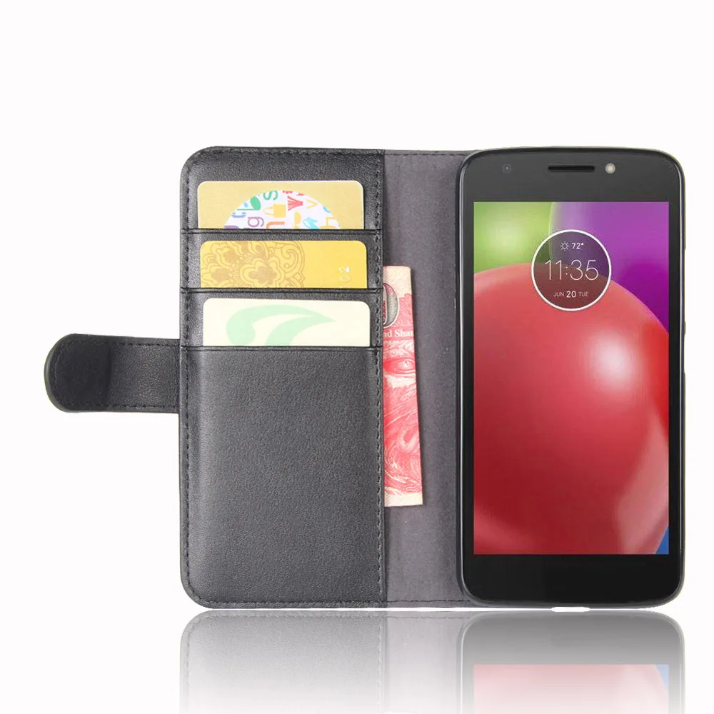 Для Motorola E4 из натуральной кожи сплошной цвет флип чехол для