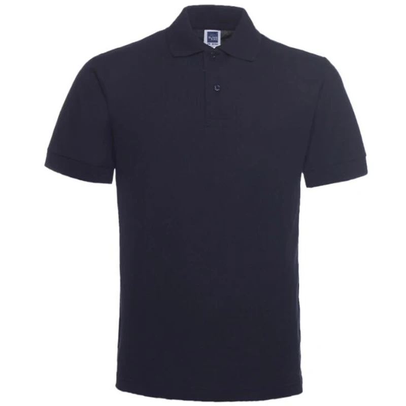 Navy Blue Брендовые мужские рубашки поло из хлопка с коротким рукавом, мужские футболки, повседневные летние дышащие поло, однотонные поло Para Hombre 3XL - Color: Navy Blue