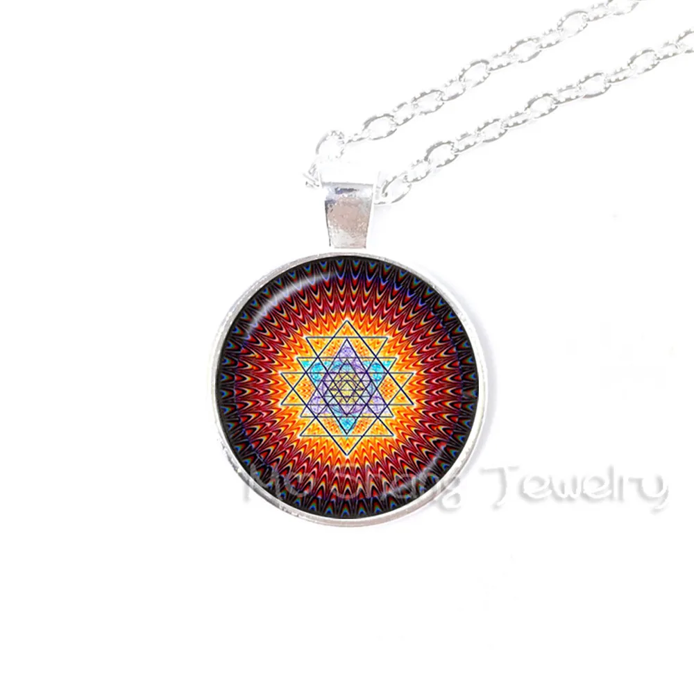 Стеклянная подвеска в виде купола из шри Янтры индийская мандала геометрические