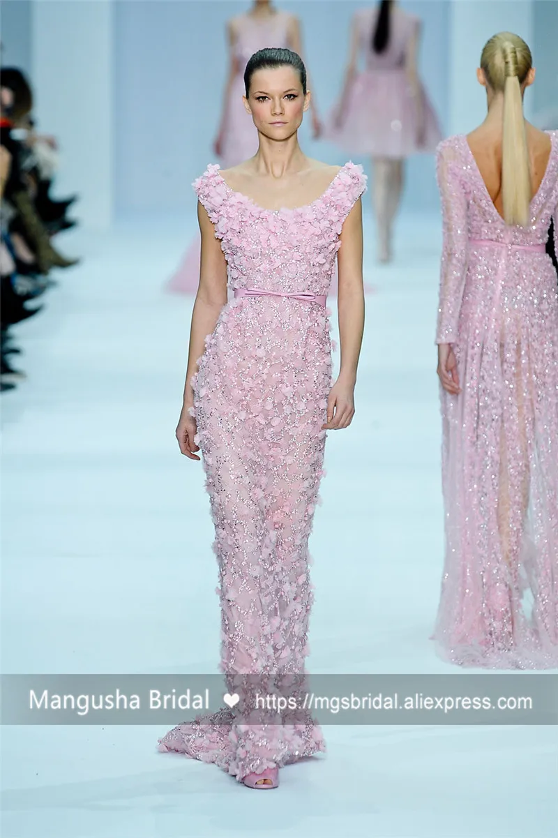 2017 Новый Дизайн Розовый Рукавов О-Образным Вырезом Вечернее Платье Роскошный
