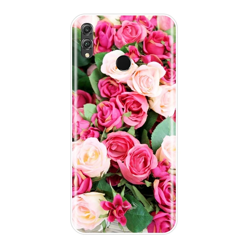 Мягкий силиконовый чехол с цветами для телефона Huawei Honor 8X MAX 10 9 8 задняя крышка 7 LITE