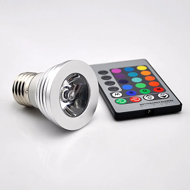 Лучшее 3W E27 16 Цвет светодиодный RGB волшебный Точечный светильник лампа с