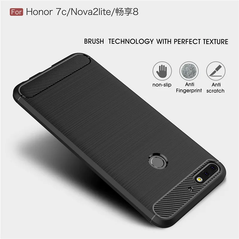 Huawei Y7 Prime 2018 Роскошный Матовый Мягкий ТПУ чехол из углеродного волокна для Nova 2 Lite