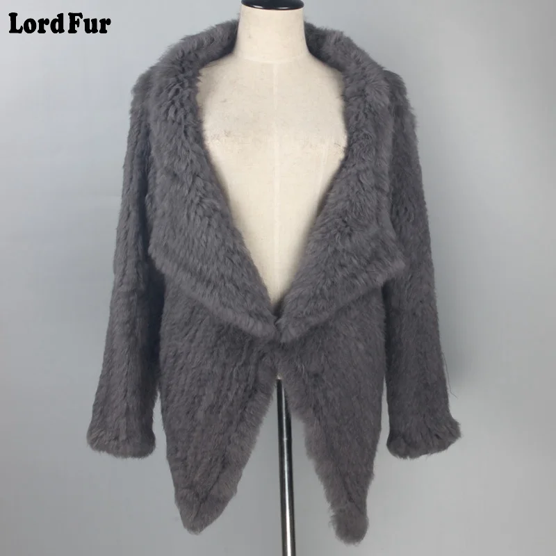 (TopFurMall) Женская куртка из натурального кроличьего меха пальто с отложным