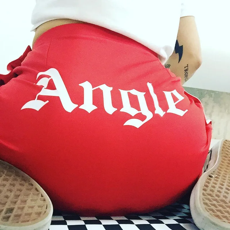 Button Hollow Out Split High Waist Short Skirts Women Striped Angle Letter Sexy Ladies Bodycon Mini Skirt Summer 2018 College | Женская