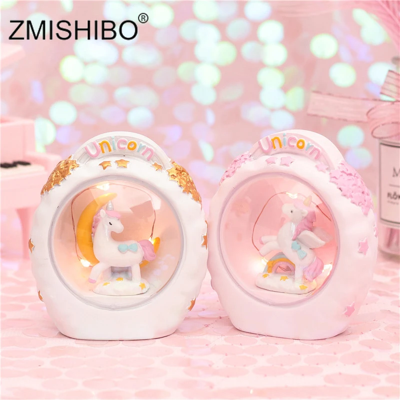 Zmisibo Светодиодная лампа из смолы в виде единорога для хомяка ночное освещение
