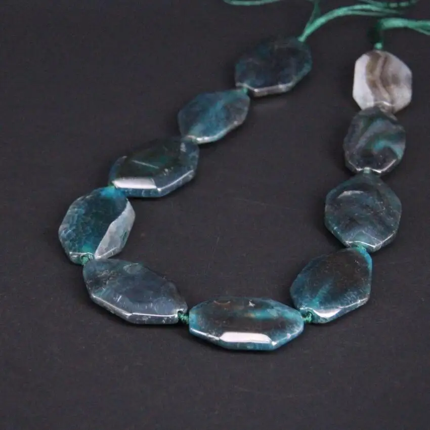 

Approx10PCS/strand Dark green Raw Crack veins Agates Faceted Nugget Slice Beads,Natural Onxy Stone Slab Pendants Jewelry Making