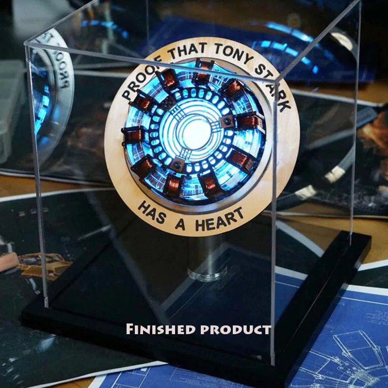 Completed assembly Assembled LED Light Endgame DIY cool 1:1 scale Iron Man Arc Reactor A generation of glowing iron man heart Action Figure Toy - Цвет: Completed assembly