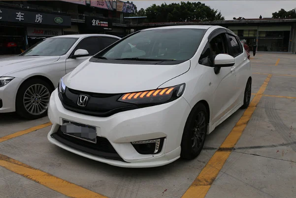 2 шт. светодиодный фары для Honda Fit- Автомобильный светодиодный свет двойной ксеноновые линзы автомобильные аксессуары Габаритные огни противотуманных фар
