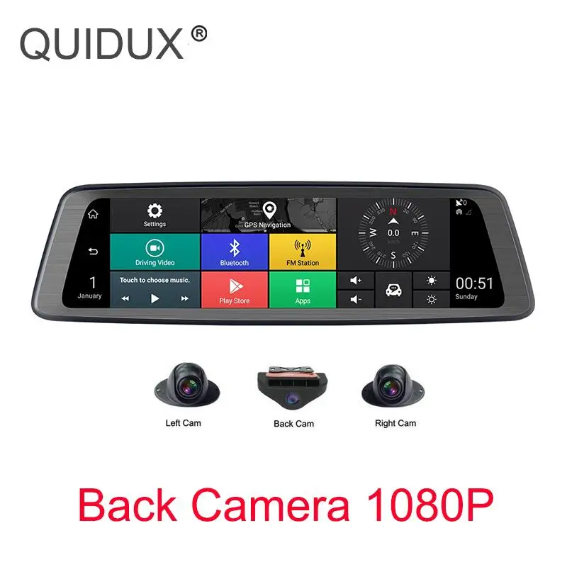 QVK950 4 канала камеры Видеорегистраторы для автомобилей 360°Panoramic 10 дюймов полный Экран 4G сенсорный ips специальный Dash Cam заднего вида зеркало заднего хода gps Wi-Fi - Название цвета: QVK950