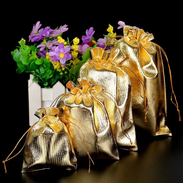 

50Pcs Organza gift bag Wedding Party 7x9/9x12/10x15cm/13x18cm Gold Silver Pouch Candy Package Jewelry Bag