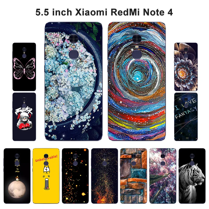 Чехол для Xiaomi Redmi Note 4 Note4 модный силиконовый чехол с рисунком задняя крышка