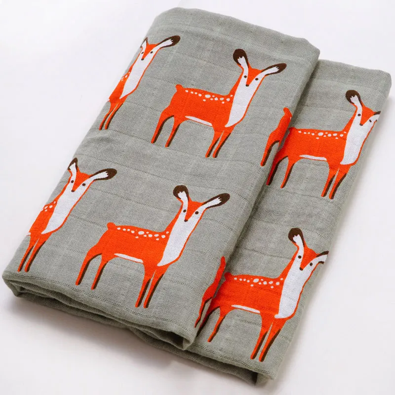Little fox Муслиновые детские пеленки из органического хлопка, мягкие детские одеяла для новорожденных, Банные марлевые детские пеленки для кормления, тканевые полотенца, шарф, детские вещи - Цвет: Little fox