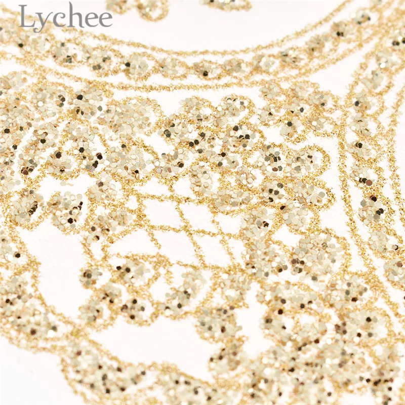 Lychee 1 ярд золотые блестки кружева отделка Кристалл полые ленты DIY Швейные