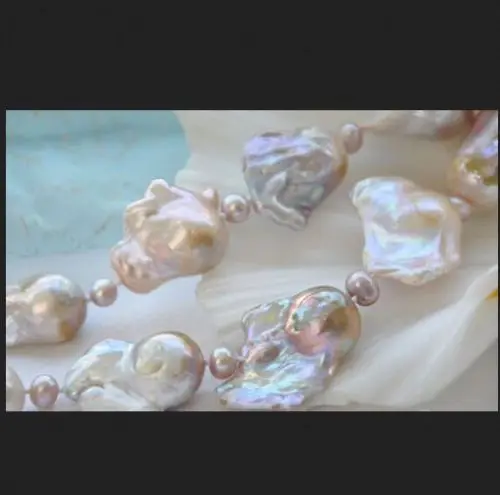 Жемчужное ожерелье, серьги в стиле барокко, 15x20 мм