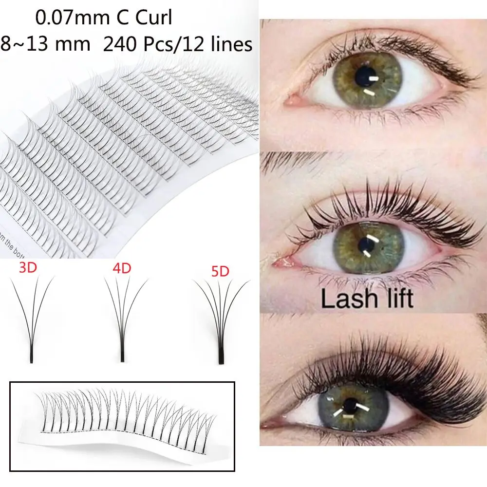 240 шт./компл. 0.07C 3D/4D/5D волна объем Mink Hair индивидуальное наращивание ресниц! полупостоянная 12 линий ресниц прививки инструменты